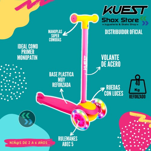 Monopatin Infantil 3 Ruedas Con Luces + Protecciones Regalo