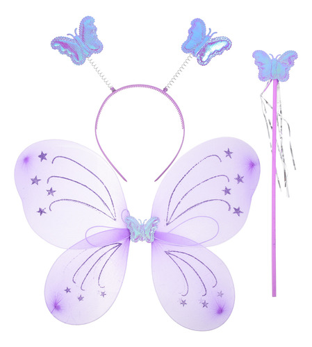 Set De Disfraz De Hada Púrpura Para Niñas Con Alas Y Diadema