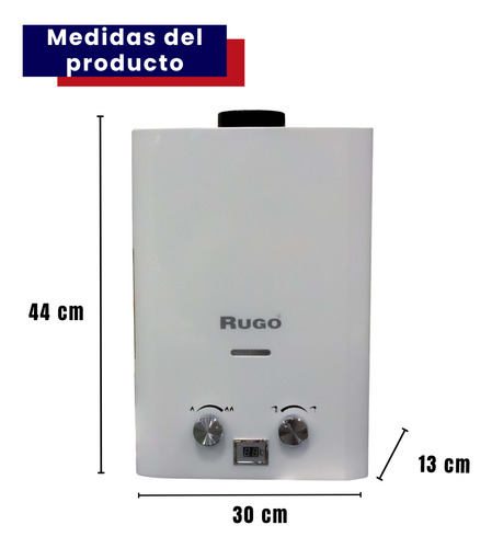 Calentador Paso 06 L Digital Rugo Gas Lp + Kit Instalación