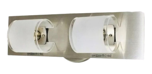 Aplique Pared O Techo Marca Candil Modelo Isa 2 Luces Color Platil Ideal Baño Apto Led G9 220v