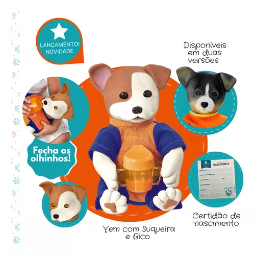 BRINQUEDO BONECO BEBÊ REBORN PET FILHOTINHOS COM ACESSÓRIOS 5840 ROMA -  Loja de Brinquedos, Móveis Infantil e Linha Baby.