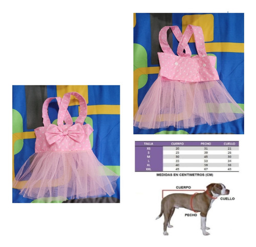 Vestido Tutu Rosa Hembra (talla L) Ropa Para Mascotas(perra)