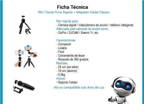 Mini Trípode Firme Soporte + Adaptador Celular Cámara