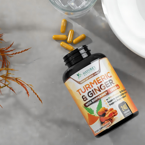 Nature's Nutrition Premium Turmeric Cúrcuma Con Bioperina 1950mg botella de 240 cápsulas sin sabor