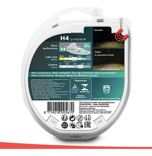 Imagem 3 de 5 de Kit Lâmpada Philips X-treme Vision H4 - 55\60w 12v - Par
