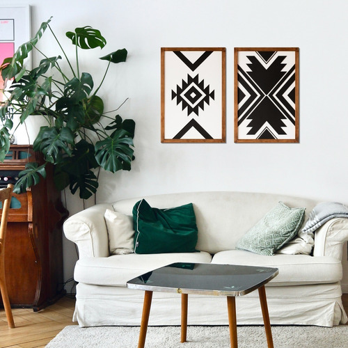 Imagem decorativa de madeira 2 Tribales Zulu Odun Arts 60x40x2 cor preta