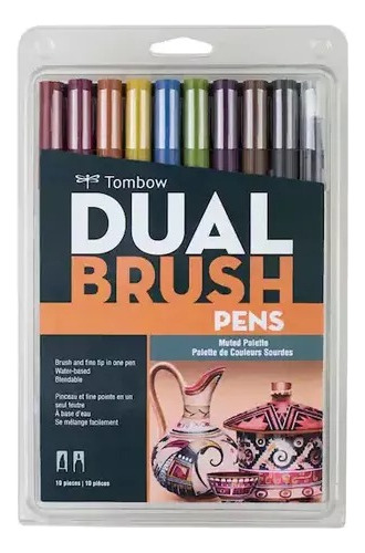 Rotuladores Tombow Con Doble Pincel Muted Palette 10 Piezas