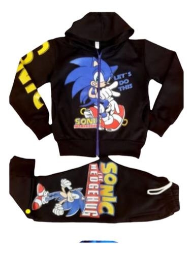 Conjunto Niño Buzo Y Poleron Sonic Franela Algodon