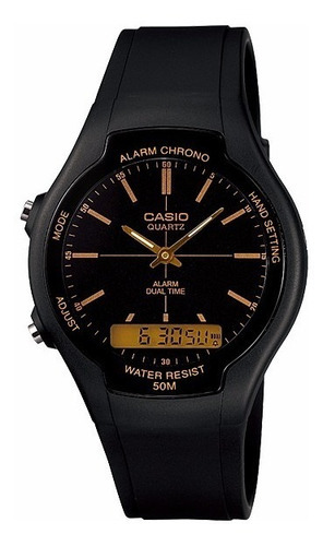 Reloj Casio Aw-90h-9e Agente Oficial Belgrano Color De La Malla Negro Color Del Bisel Negro Color Del Fondo Negro