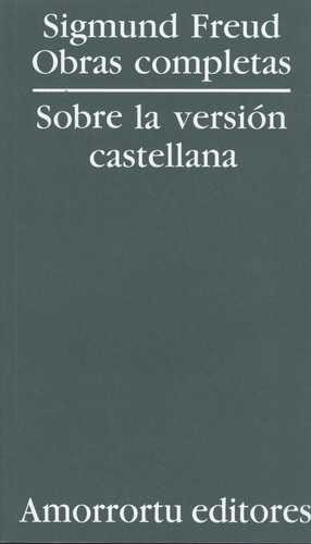 Libro Sigmund Freud. Obras Completas. Sobre La Versión Cast