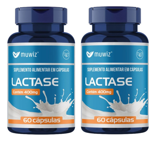 Kit 2 Muwiz Enzimas - Enzima Lactase Total 120 Cápsulas