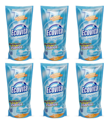 Limpiador De Vidrios Ecovita Doypack X 500 Ml X6