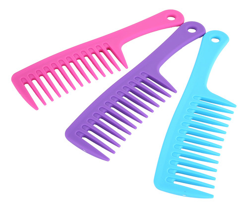 Peine Antiestático, 3 Colores, Dientes Anchos, Mango Recto,