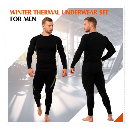 3 Sets Men's Thermal Underwear Set Fleece Lined Base Layer T