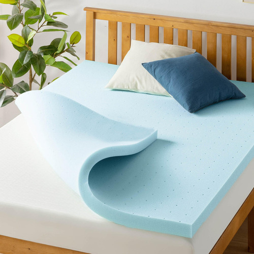 Colchón De Espuma Viscoelástica De Gel Azul Queen