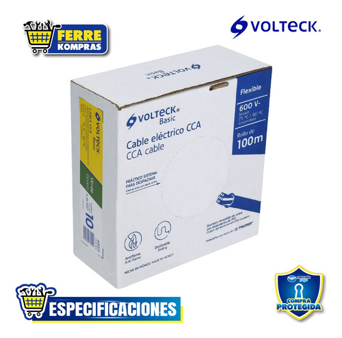 Rollo De 100 Metros De Cable Thw Cca 14 Awg Verde 40219