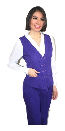 Conjunto Chaleco Y Pantalon Morado Uva Mujer Uniformes