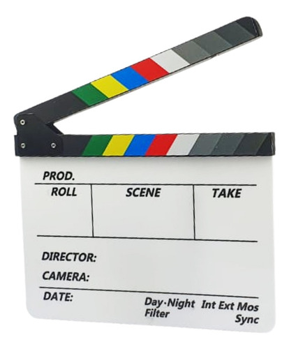 Claquete De Cinema Profissional Branca Com Imã 30x24 Cm