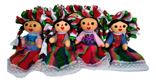 Muñeca De Trapo Tricolor Lele Mexicano Artesanala 12pz 22cm