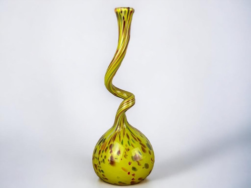 Jarrón De Cristal De Murano Decorativo Trenzado Amarillo De 