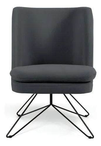 Kit de 2 sillones decorativos Orby Pérsia Suede Domi Grey, diseño de tela lisa