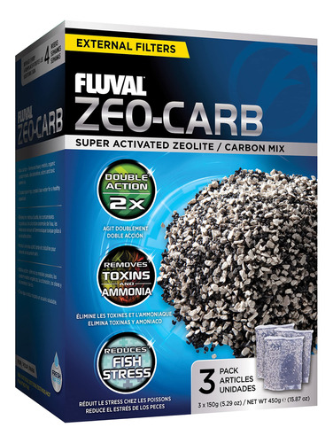 Fluval Zeo-carb, Medios De Filtro Qumicos Para Acuarios De A