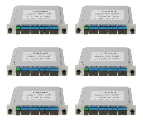 6 Piezas 1x8 Plc Módulo Divisor Óptico Ftth Tarjeta De Caset