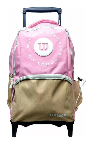 Mochila Con Carro Escolar Wilson Triple Rueda 18 Pulgadas Color Rosa Diseño De La Tela Liso