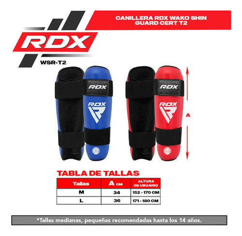Canilleras Par Rdx Wako Shin Guard Cert T2 Azul Wsr-t2