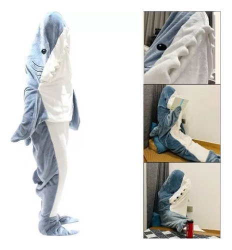 Bolsa De Dormir Cartoon Shark, Pijama, Cobertor, 210 X 90 Cm