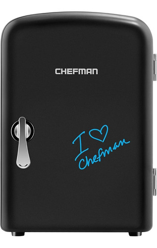 Imagen 3 de 10 de Frigobar Chefman Mini Portátil Pinta Y Borra 2 Litros Negro