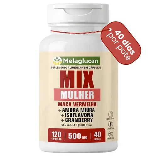 Mix Mulher Maca Peruana Vermelha + Amora Miúra + Isoflavona + Cranberry 120 Cápsulas 500mg Suplemento Menopausa Climatério Hormonal Energia Disposição Libido Energia Sem Glúten Lac