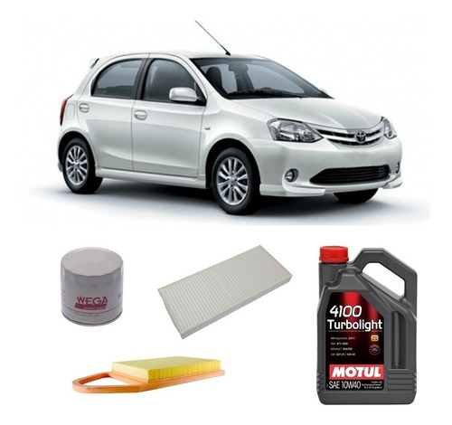 Kit De 3 Filtros Toyota Etios Wega Y Motul 10w40 X4 Litros