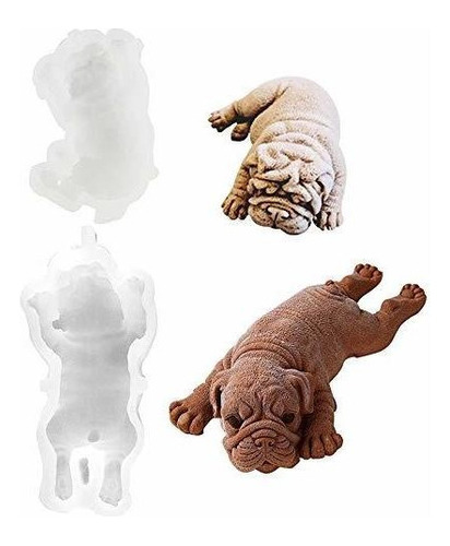 Fewo - Paquete De 2 Moldes De Silicona 3d Para Perros Shar P