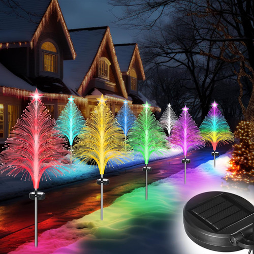 8 Piezas De Luces De Árbol De Navidad Solares A Prueba De Ag