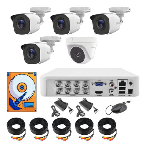 Kit Video Vigilancia 4 Bala 1 Domo Hd 1080p / 2mp  2 Tb