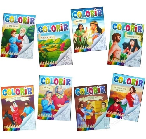 60 Livrinhos Bíblico Infantil De Colorir Com Histórias 