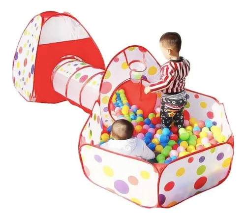 Casita con tunel y alberca de pelotas sales