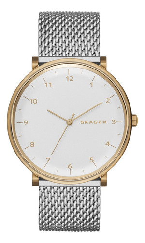 Relógio Skagen Masculino Prata Analógico Skw61701kn Cor Da Correia Prateado Cor Do Bisel Dourado Cor Do Fundo Branco