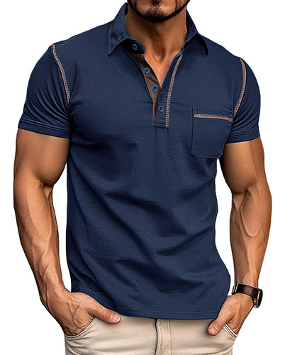 Camisa De Manga Corta, Cuello Vuelto, Polos Con Bloques De C