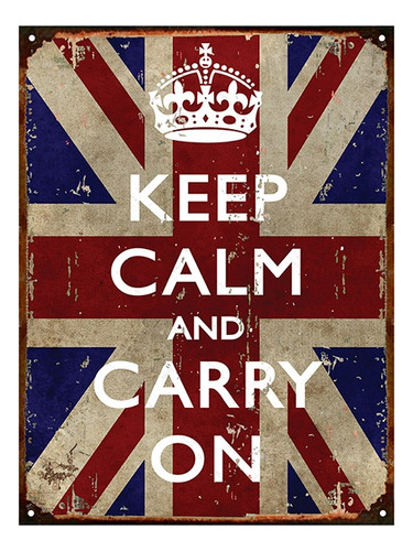 Cartel De Chapa Decoracion Vintage Keep Calm And Carry On