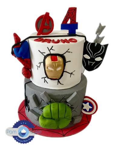 Torta Artesanal Avengers Iron Hulk Capitan Pantera Hawkeye