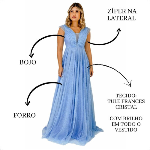 Vestidos Femininos Festa Longo Azul Serenity Madrinha Barato