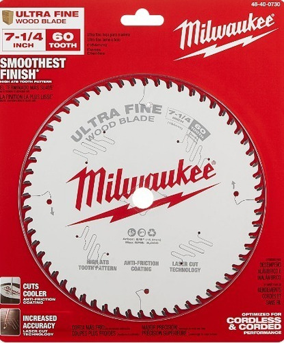 Disco Sierra Circular Milwaukee 7.1/4 60 Dientes Ultra Fino