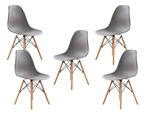 Silla Moderna Eames Minimalista Set 5pz Modernas Estructura De La Silla Madera Asiento Gris