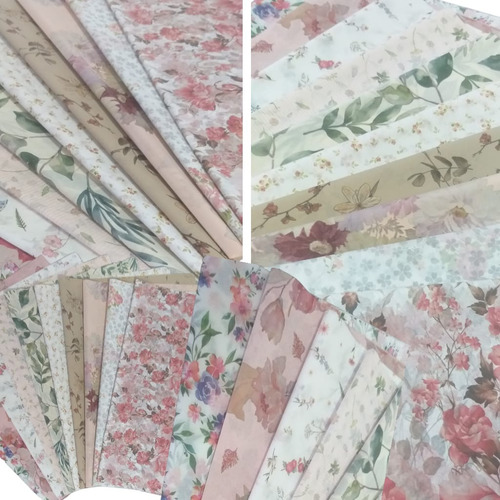 Papel De Seda Estampado Flores Sortido Pacote Com 50 Folhas