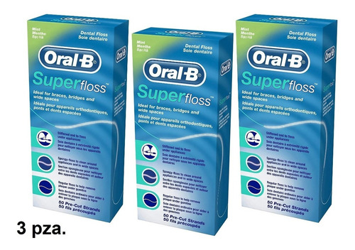 Hilo Dental Super Floss Oral-b Ortodoncia 3 Packs De 50u