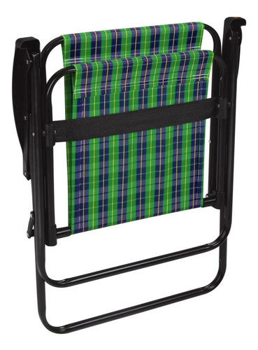 Kit Com Duas Cadeiras De Praia Xadrez Verde + Cooler 34 L