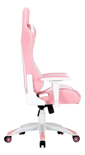Imagen 3 de 6 de Silla de escritorio Meetion CHR16 MT-CHR16 gamer ergonómica rosa y blanca con tapizado de cuero sintético