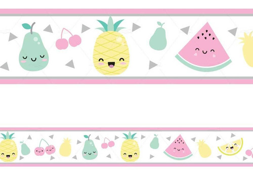 Imagem 1 de 2 de 2 Faixas Decorativa Adesivo Border Infantil Fruta Frutinhas